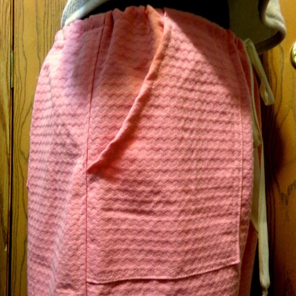 NEW RIP Stop Denim Capris sz 12 Pink patterned Casual pants Drawstring waist - Picture 5 of 14